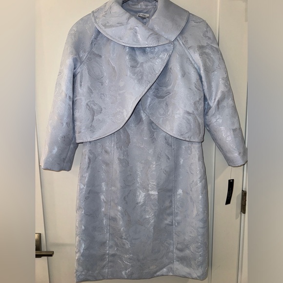 Tahari ASL Women's Floral Jacquard Wrap Jacket and Dress Set - Picture 10 of 12